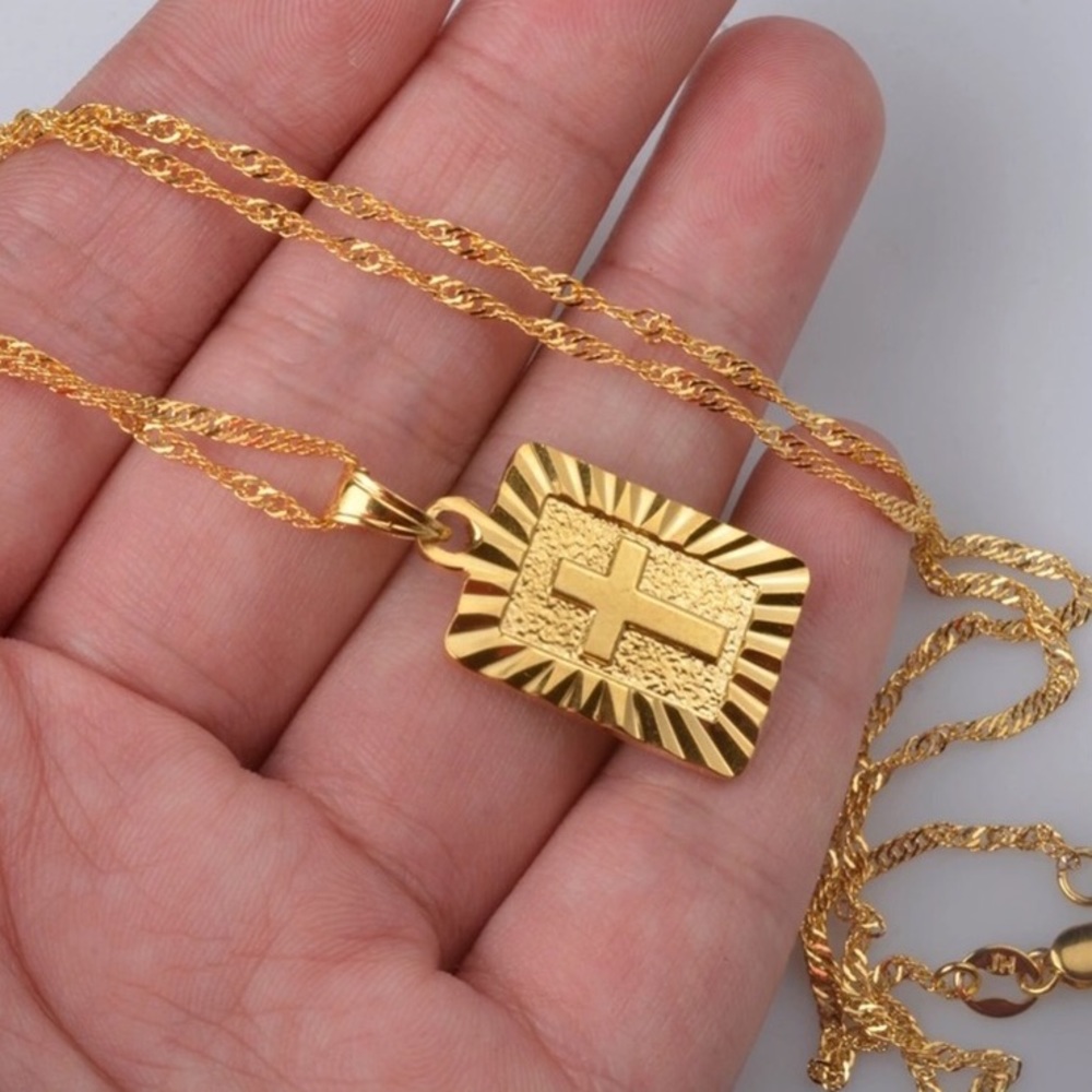 18k Yellow Gold Plated Cross Necklaces